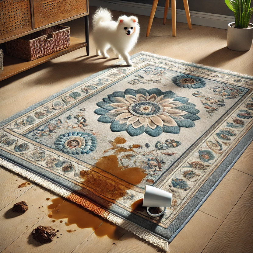 Stained Carpet with a puppy