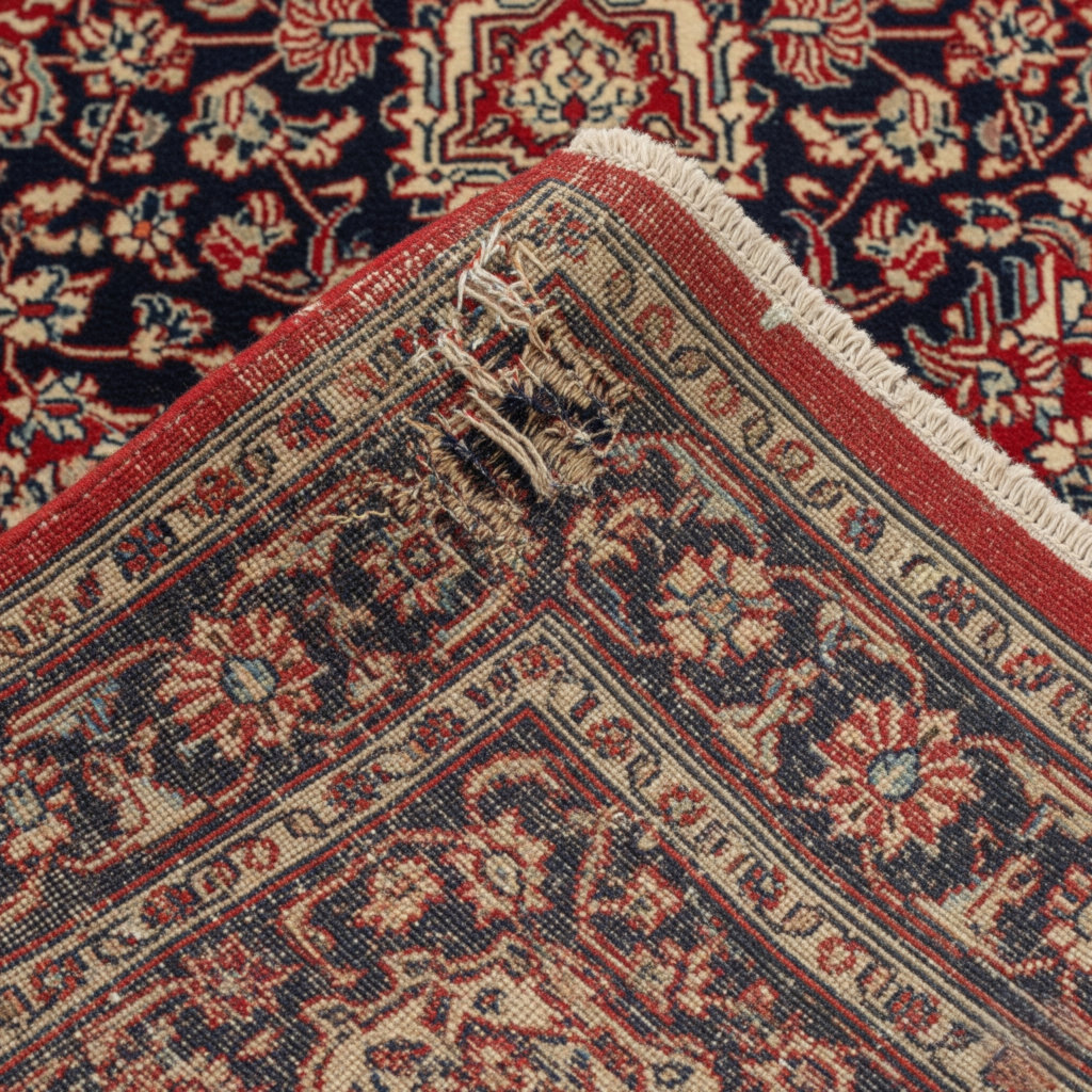 faded or misshapen Persian rug corner