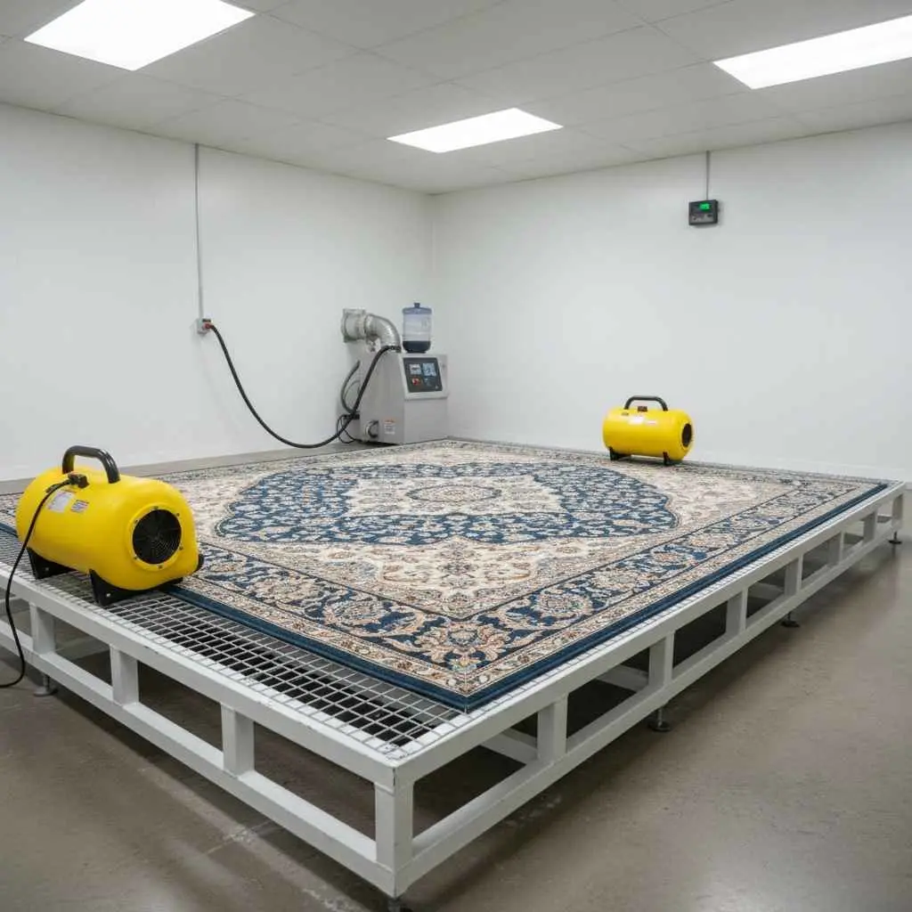 professional rug drying in a controlled environment