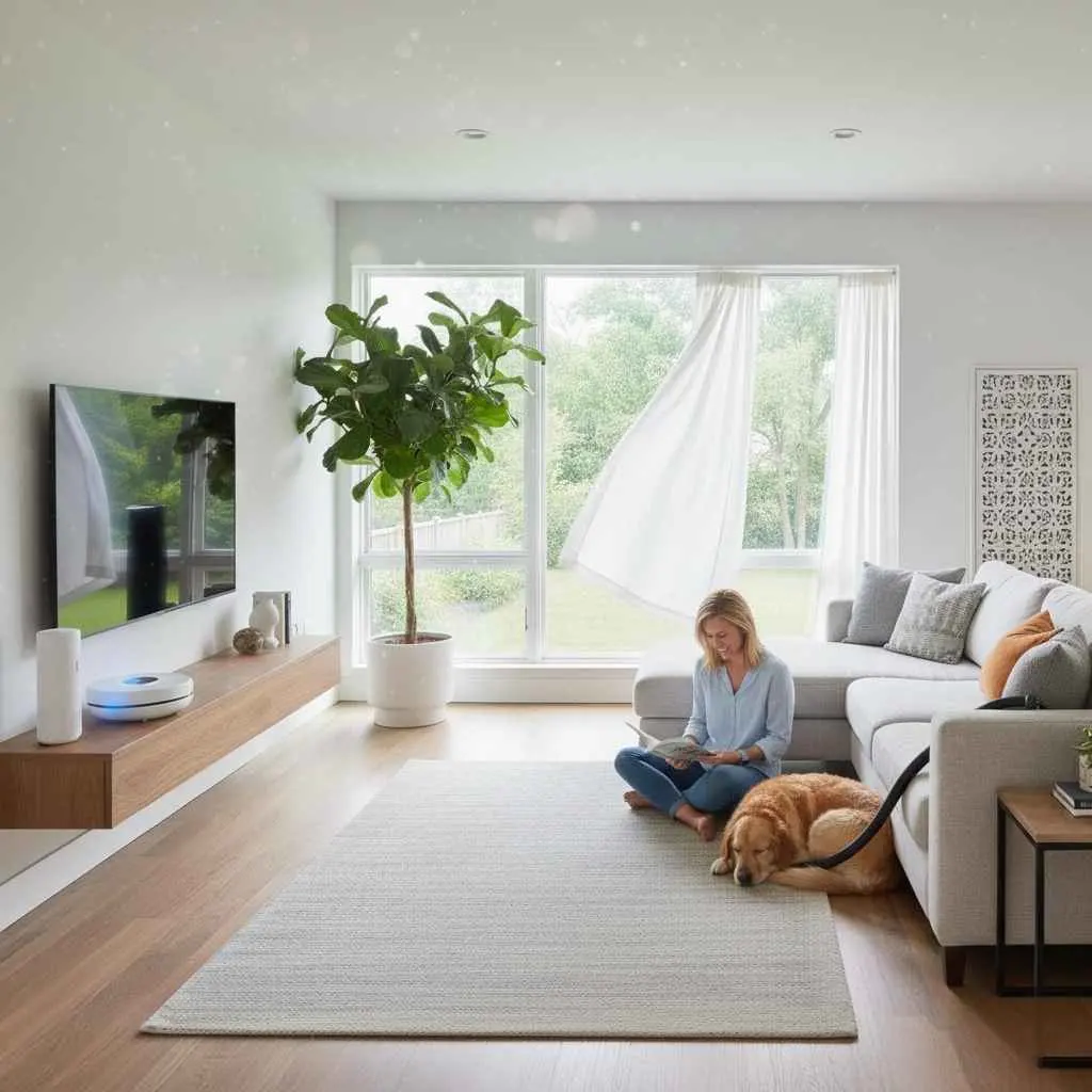 clean rug in a bright, allergy friendly living room