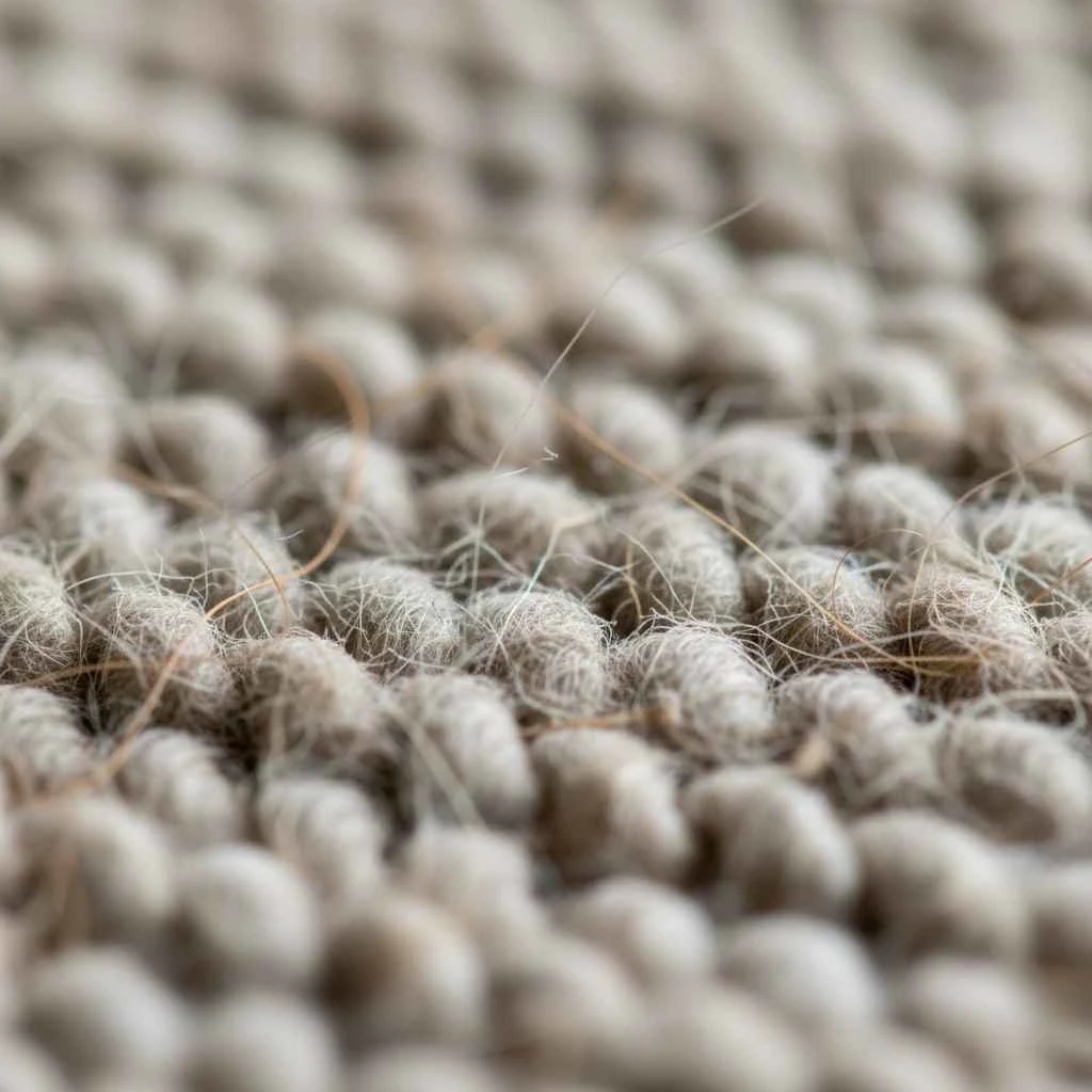 Close up of pet hair embedded in rug fibers