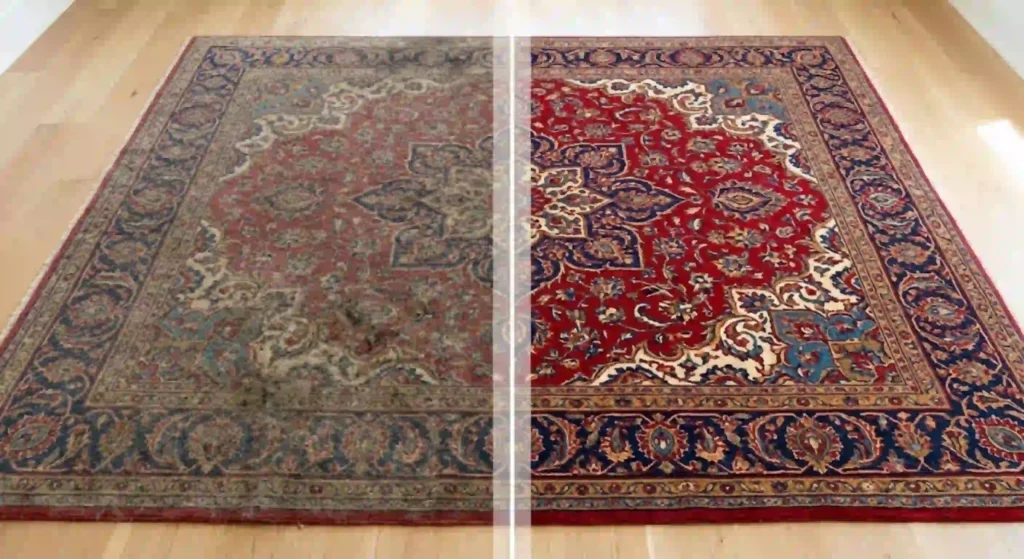 before and after rug cleaning image