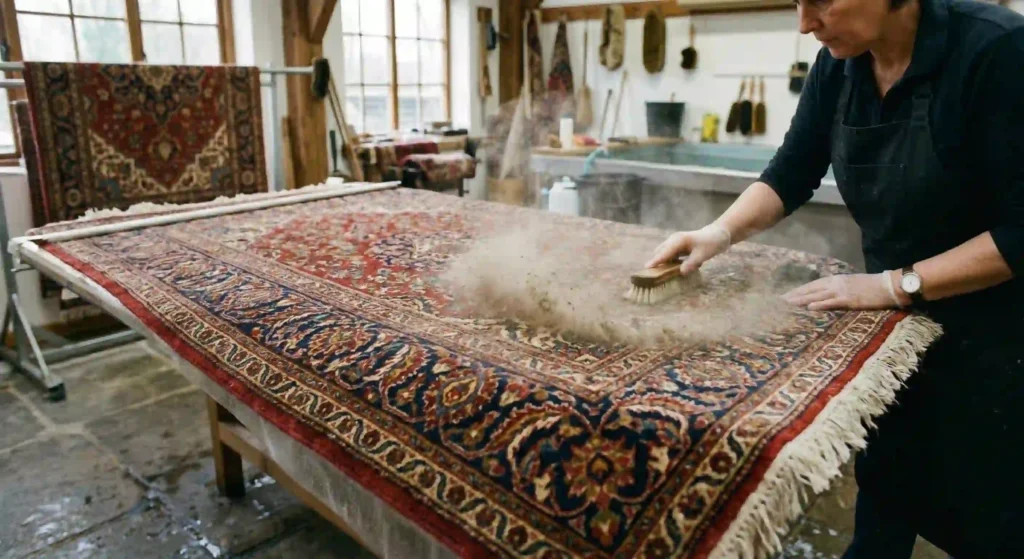 dust being removed from a rug