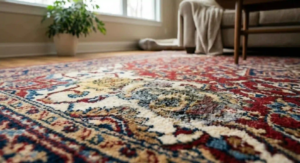 pet stain on a rug before cleaning